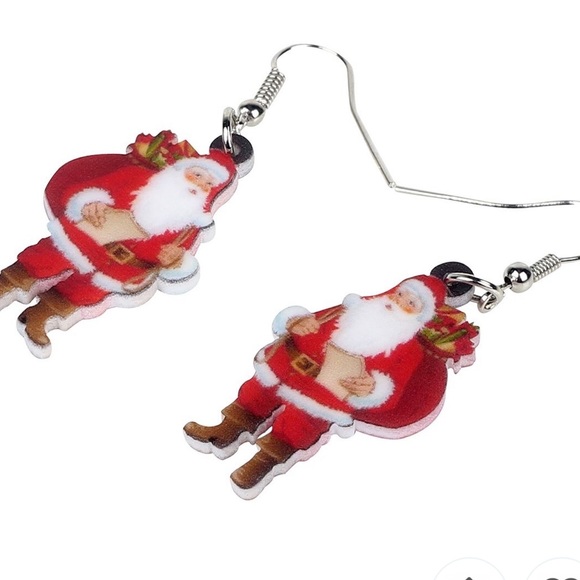 Christmas Santa Gift bag Acrylic earrings - Picture 3 of 5